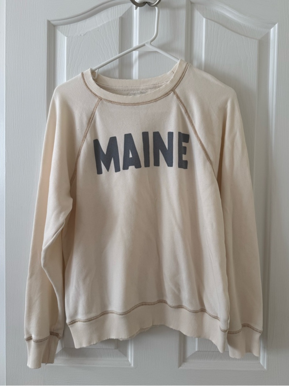 American Eagle Outfitters Cream Textured Crewneck Sweatshirt - Picture 1 of 4
